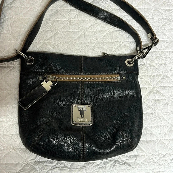 Tignanello Black Leather Crossbody Bag - Picture 1 of 12